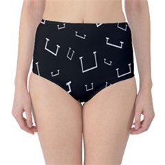 Pit White Black Sign Pattern High-waist Bikini Bottoms