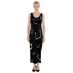 Pit White Black Sign Pattern Fitted Maxi Dress