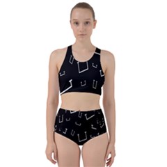 Pit White Black Sign Pattern Racer Back Bikini Set