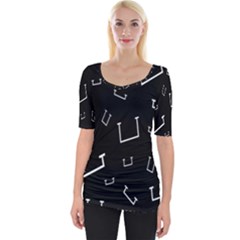 Pit White Black Sign Pattern Wide Neckline Tee