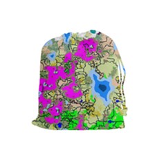 Painting Map Pink Green Blue Street Drawstring Pouches (large)  by Mariart