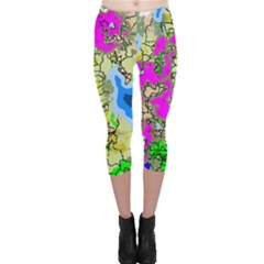 Painting Map Pink Green Blue Street Capri Leggings  by Mariart