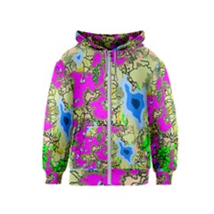 Painting Map Pink Green Blue Street Kids  Zipper Hoodie