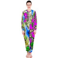 Painting Map Pink Green Blue Street Onepiece Jumpsuit (ladies)  by Mariart