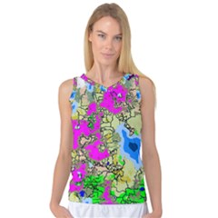 Painting Map Pink Green Blue Street Women s Basketball Tank Top