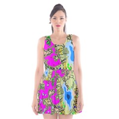 Painting Map Pink Green Blue Street Scoop Neck Skater Dress by Mariart