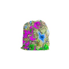 Painting Map Pink Green Blue Street Drawstring Pouches (xs)  by Mariart