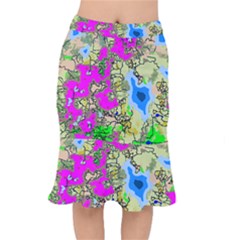 Painting Map Pink Green Blue Street Mermaid Skirt