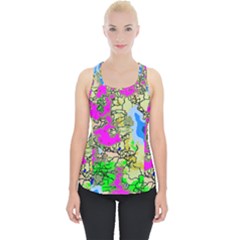 Painting Map Pink Green Blue Street Piece Up Tank Top