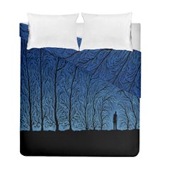 Forest Tree Night Blue Black Man Duvet Cover Double Side (full/ Double Size) by Mariart