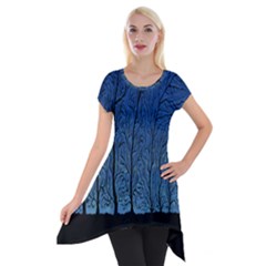 Forest Tree Night Blue Black Man Short Sleeve Side Drop Tunic