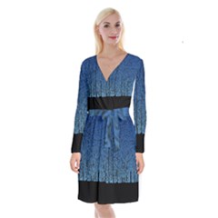 Forest Tree Night Blue Black Man Long Sleeve Velvet Front Wrap Dress