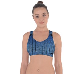 Forest Tree Night Blue Black Man Cross String Back Sports Bra