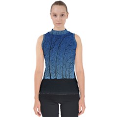 Forest Tree Night Blue Black Man Shell Top