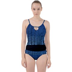 Forest Tree Night Blue Black Man Cut Out Top Tankini Set