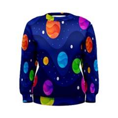 Planet Space Moon Galaxy Sky Blue Polka Women s Sweatshirt