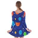 Planet Space Moon Galaxy Sky Blue Polka Long Sleeve Skater Dress View2