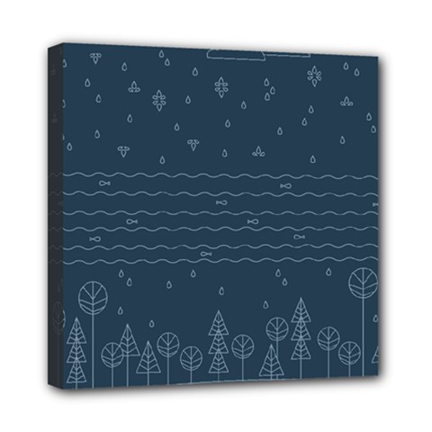 Rain Hill Tree Waves Sky Water Mini Canvas 8  X 8 