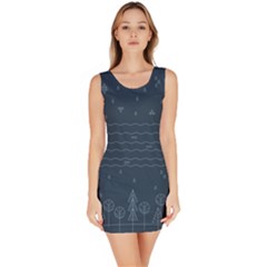 Rain Hill Tree Waves Sky Water Bodycon Dress