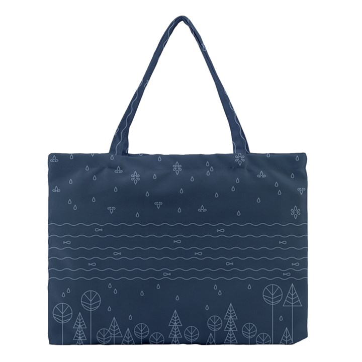 Rain Hill Tree Waves Sky Water Medium Tote Bag