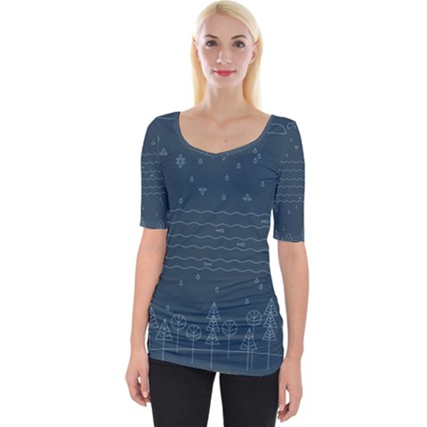 Rain Hill Tree Waves Sky Water Wide Neckline Tee by Mariart