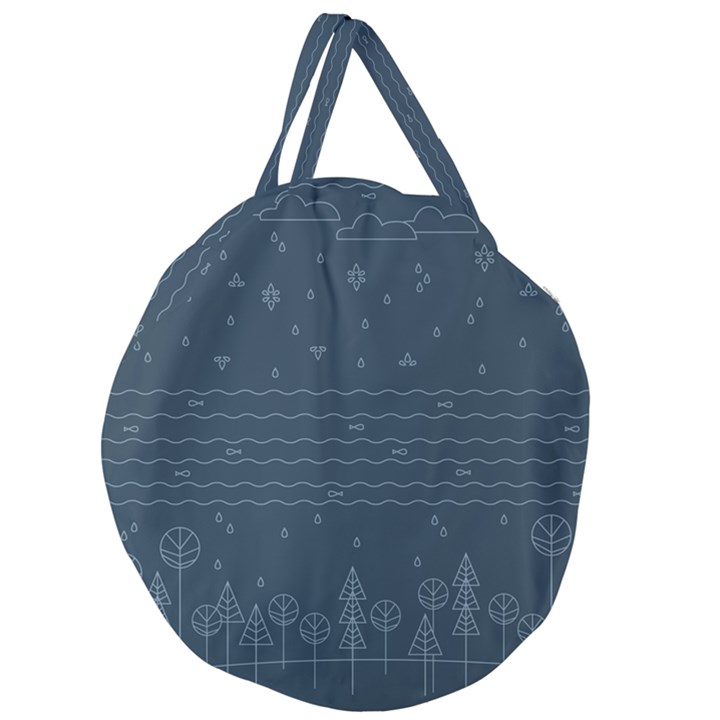 Rain Hill Tree Waves Sky Water Giant Round Zipper Tote