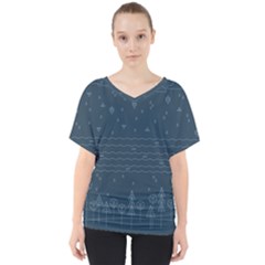 Rain Hill Tree Waves Sky Water V-neck Dolman Drape Top