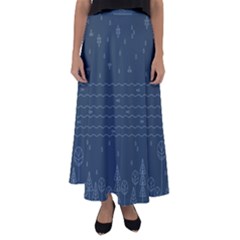 Rain Hill Tree Waves Sky Water Flared Maxi Skirt by Mariart