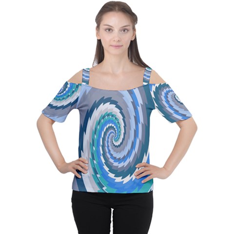 Psycho Hole Chevron Wave Seamless Cutout Shoulder Tee by Mariart