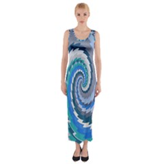 Psycho Hole Chevron Wave Seamless Fitted Maxi Dress by Mariart