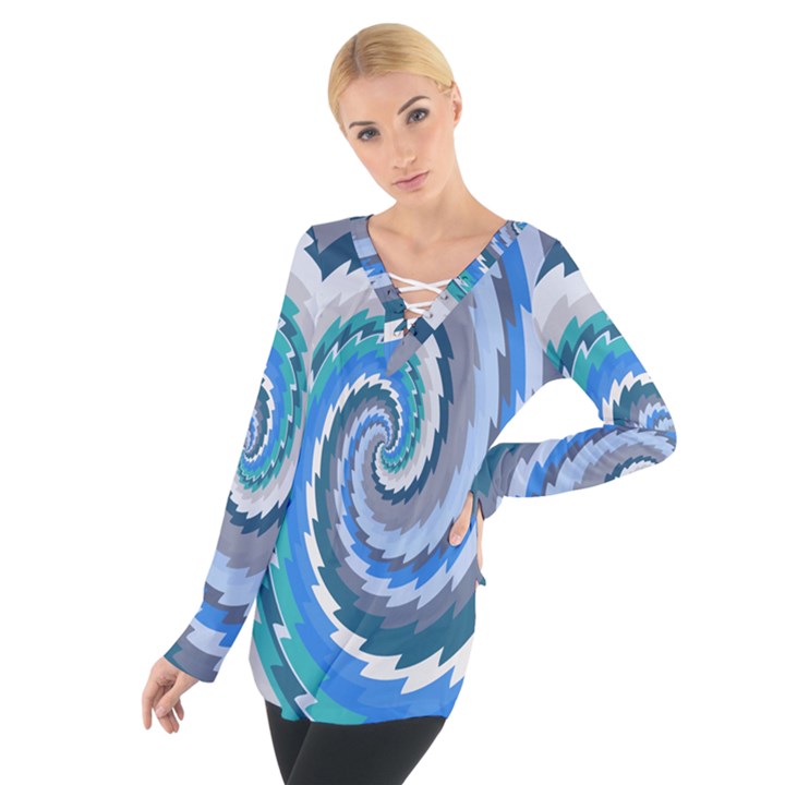 Psycho Hole Chevron Wave Seamless Tie Up Tee