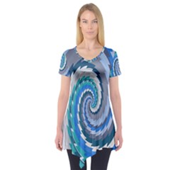 Psycho Hole Chevron Wave Seamless Short Sleeve Tunic 