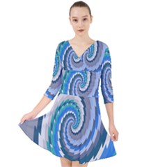 Psycho Hole Chevron Wave Seamless Quarter Sleeve Front Wrap Dress	 by Mariart