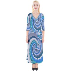 Psycho Hole Chevron Wave Seamless Quarter Sleeve Wrap Maxi Dress