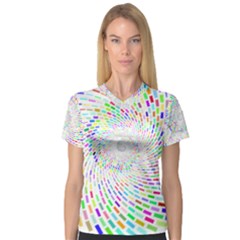 Prismatic Abstract Rainbow V-neck Sport Mesh Tee