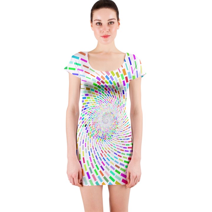 Prismatic Abstract Rainbow Short Sleeve Bodycon Dress