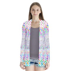 Prismatic Abstract Rainbow Drape Collar Cardigan