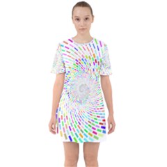 Prismatic Abstract Rainbow Sixties Short Sleeve Mini Dress