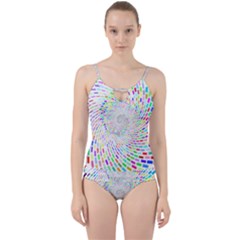 Prismatic Abstract Rainbow Cut Out Top Tankini Set