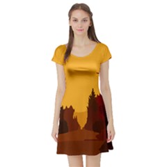 Road Trees Stop Light Richmond Ace Short Sleeve Skater Dress