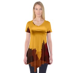 Road Trees Stop Light Richmond Ace Short Sleeve Tunic  by Mariart