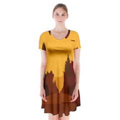 Road Trees Stop Light Richmond Ace Short Sleeve V-neck Flare Dress by Mariart