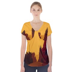 Road Trees Stop Light Richmond Ace Short Sleeve Front Detail Top