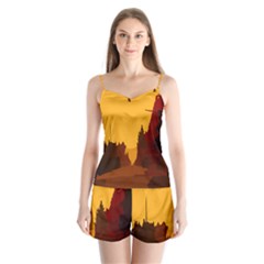 Road Trees Stop Light Richmond Ace Satin Pajamas Set by Mariart