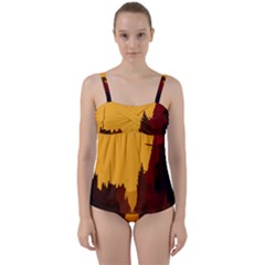 Road Trees Stop Light Richmond Ace Twist Front Tankini Set by Mariart