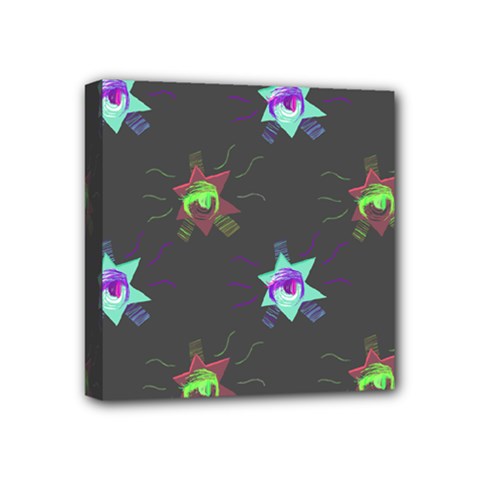 Random Doodle Pattern Star Mini Canvas 4  X 4 