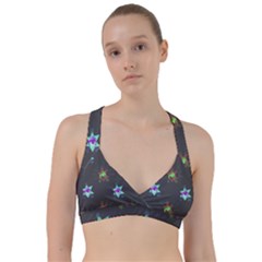 Random Doodle Pattern Star Sweetheart Sports Bra