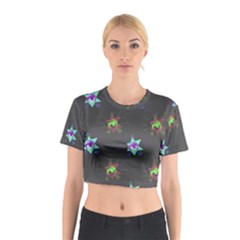 Random Doodle Pattern Star Cotton Crop Top by Mariart