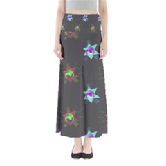 Random Doodle Pattern Star Full Length Maxi Skirt