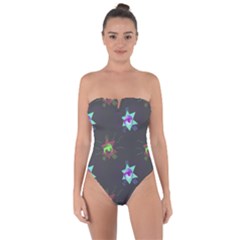 Random Doodle Pattern Star Tie Back One Piece Swimsuit